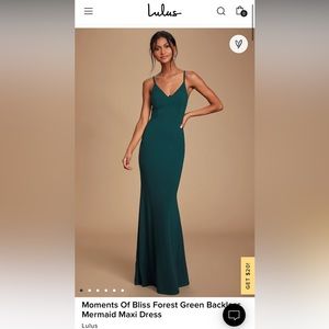 Lulu's Moments of Bliss Forest Green Backless Mermaid Maxi Dress